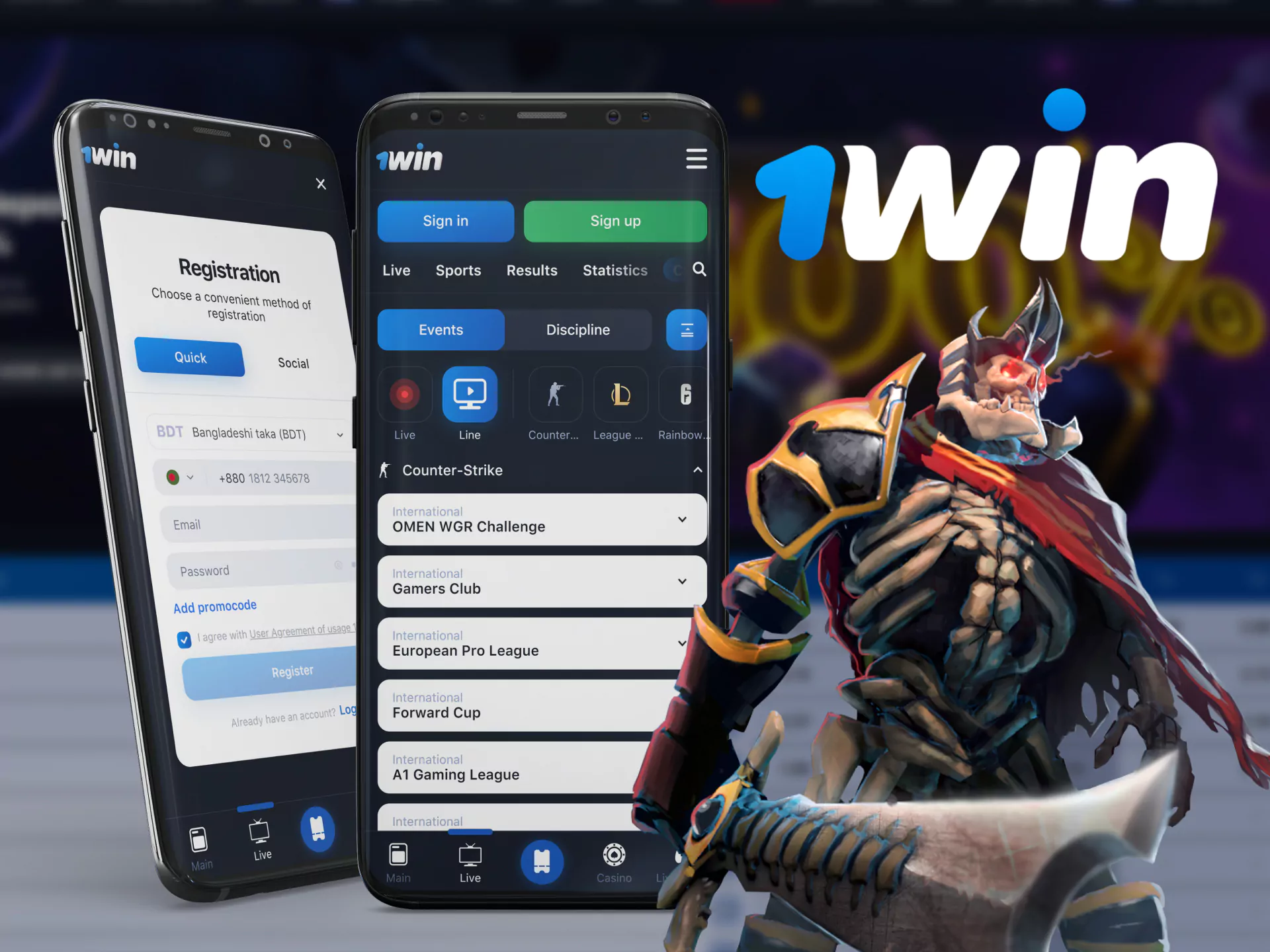 On 1Win, you can bet on esports directly in the mobile app.