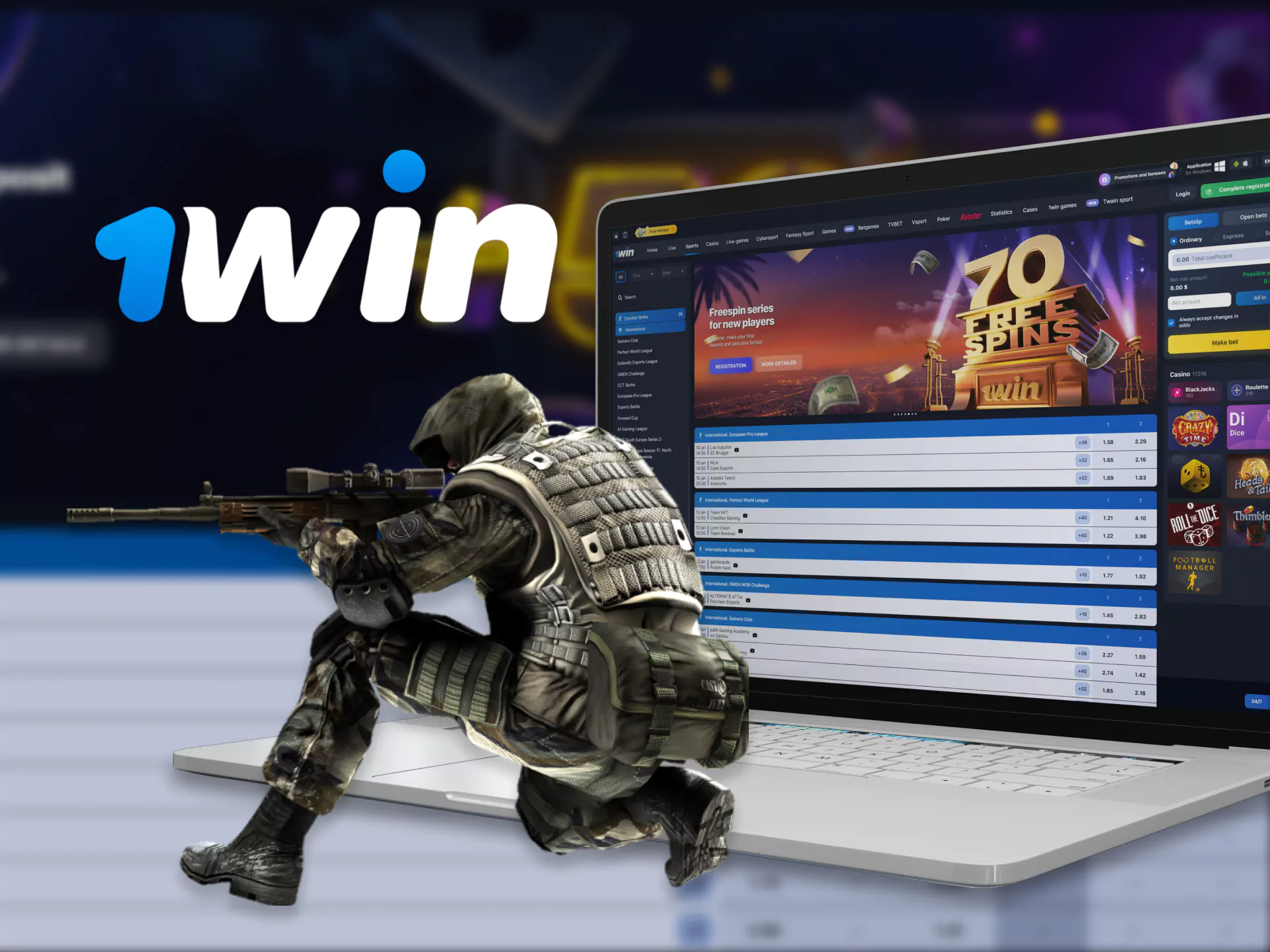 In 1Win, place your bet in the CS:GO tournament.
