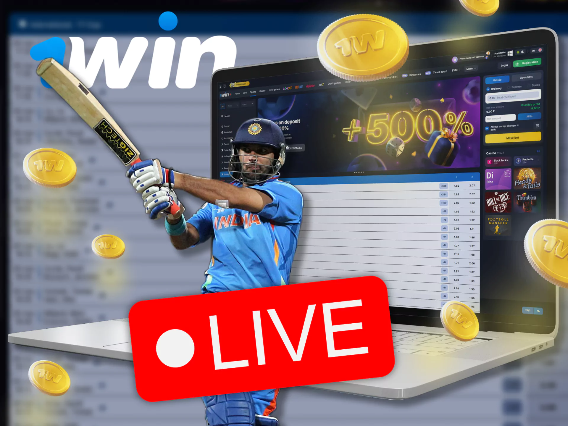 Bet on the cricket match while it is live streaming.
