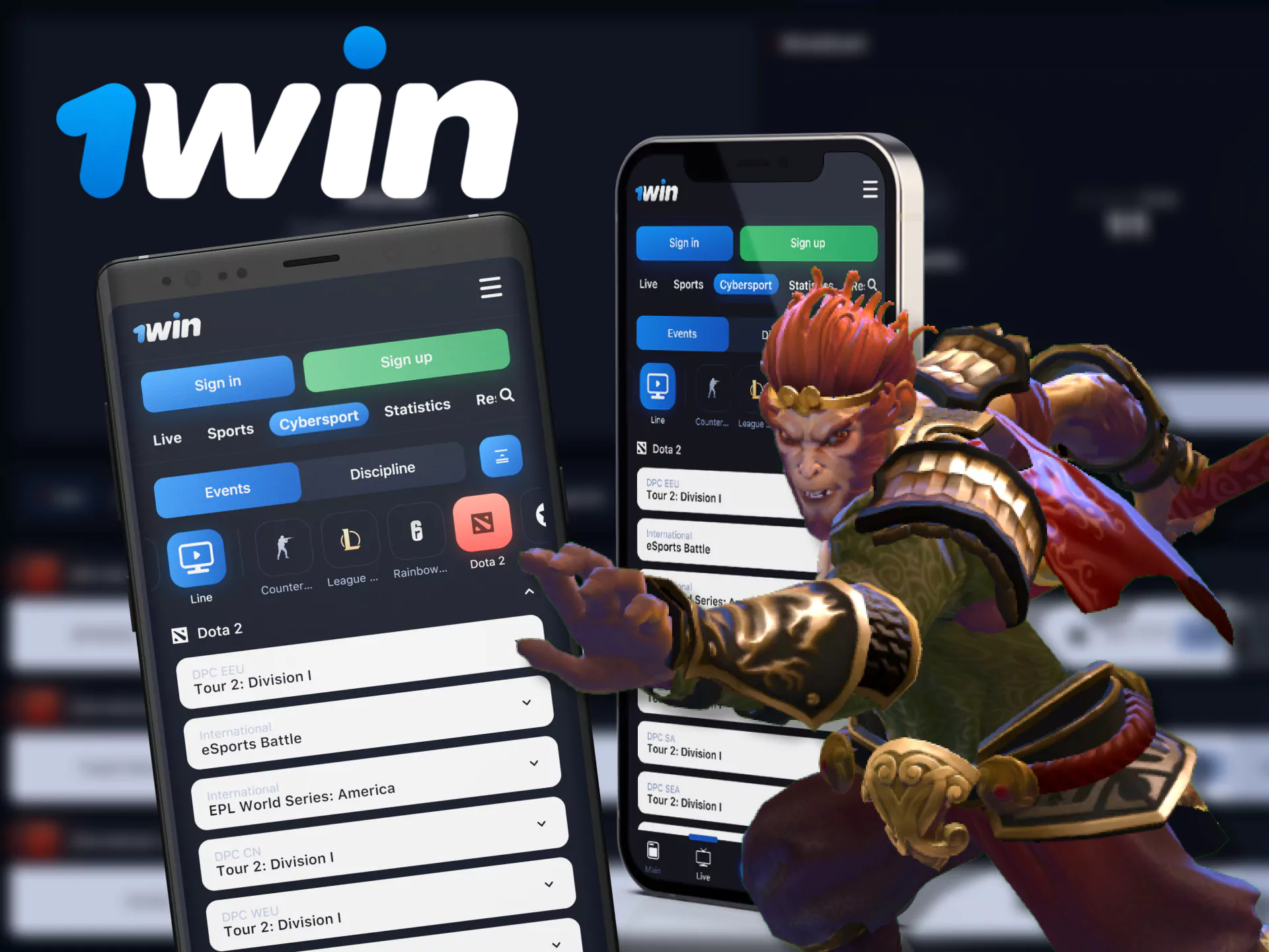 At 1Win, bet on DOTA 2 games from your phone through the app.